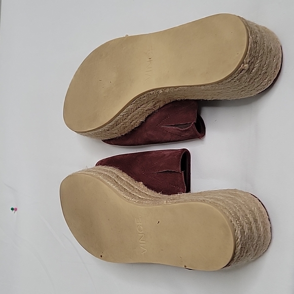 Vince espadrille slide on platform sandals maroon color - Picture 5 of 8
